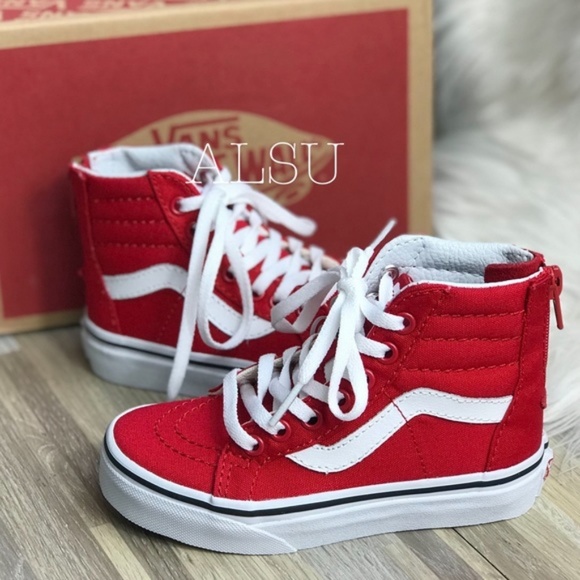 Vans Other - NWT VANS SK8-HI ZIP Varsity Racing Red White Kid’s